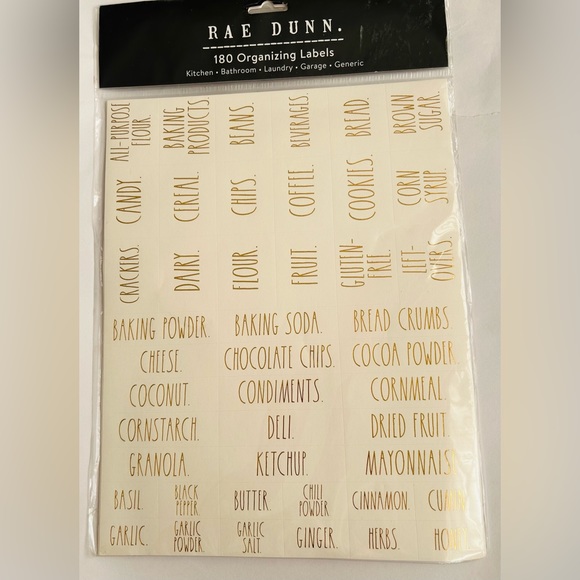 New Rae Dunn 180 Organizing Labels Gold Lettering on Ivory Labels Rae Dunn Font - Picture 7 of 13